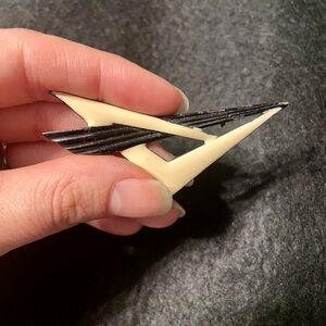 Black and Cream Geometric Brooch